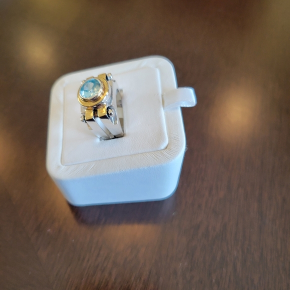 Sterling Silver .925 Cocktail Ring with Aquamarine Crystal - Picture 5 of 5